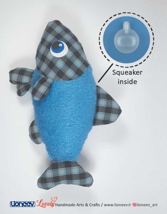 ماهی اسباب‌بازی گربه سوتک‌دار پارچه‌ای