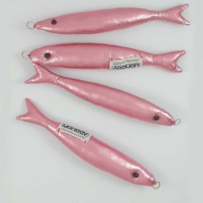 ماهی ساردین اسباب‌بازی گربه پارچه‌ای براق