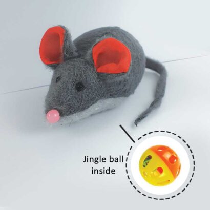 موش عروسکی اسباببازی گربه زنگولهدار پارچهای