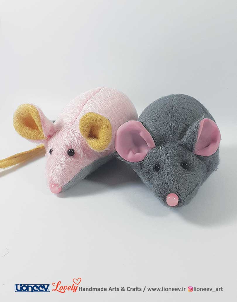 موش عروسکی اسباببازی گربه زنگولهدار پارچهای