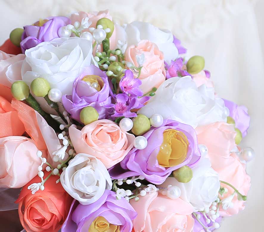 گل‌های حریر دست‌ساز دسته گل عروس