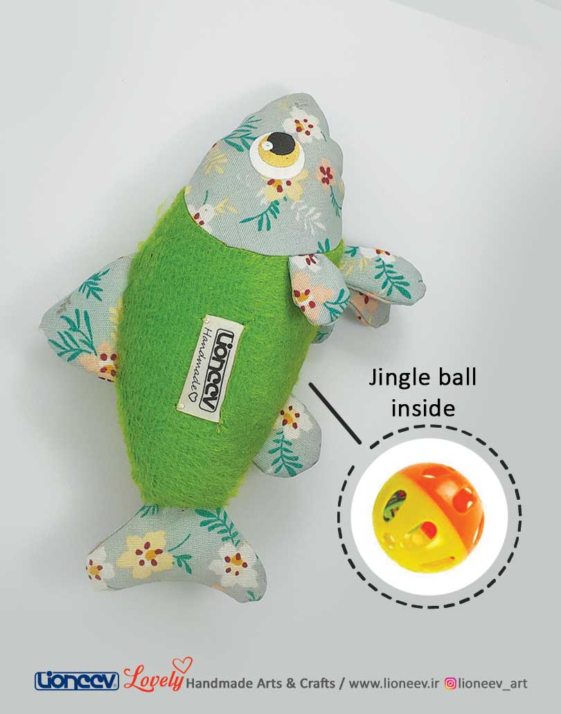 ماهی اسباببازی گربه زنگولهدار پارچهای