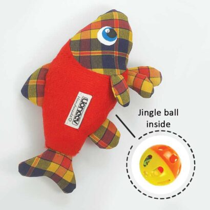 ماهی قرمز اسباببازی گربه زنگولهدار پارچهای