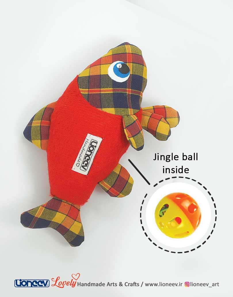 ماهی قرمز اسباببازی گربه زنگولهدار پارچهای