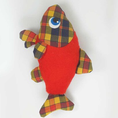 ماهی قرمز اسباببازی گربه زنگولهدار پارچهای